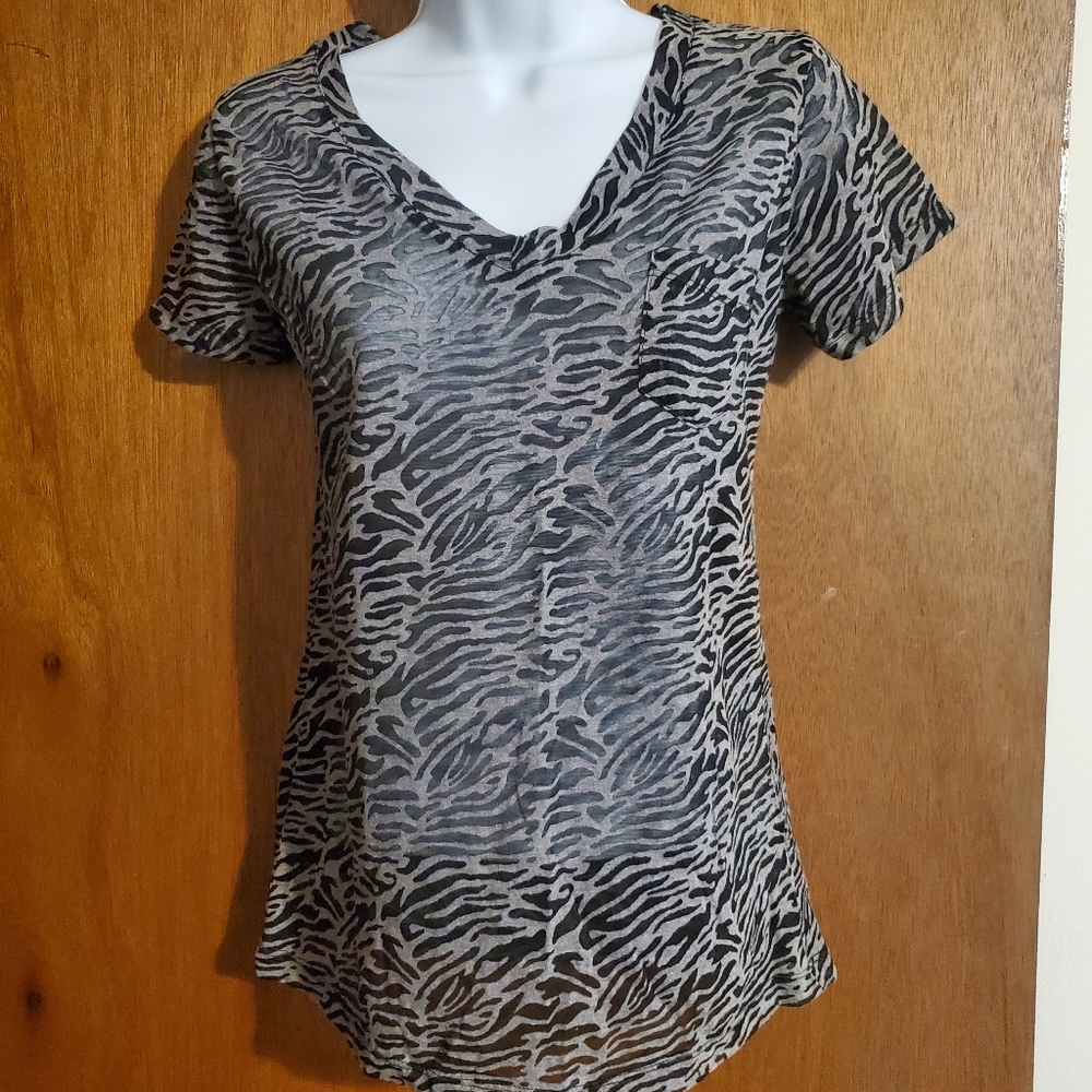 Zebra print sheer tshirt